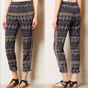 Anthro | Elevenses Aralia Printed Blue Jogger Pant